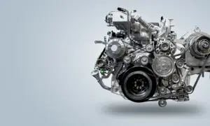 Złożony mechanizm napędowy, serce każdego pojazdu. Ten nowoczesny silnik diesla to przykład inżynierii i mocy.