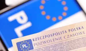 Dokument "Pozwolenie Czasowe" z symbolem "PL" i flagą UE. To dowód na ltm rejestracja.