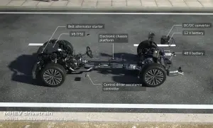 Układ napędowy MHEV z silnikiem V6 TFSI. Ta jednostka, mimo że nie podano jej dokładnej pojemności silnika, jest sercem hybrydowego systemu z 48V.