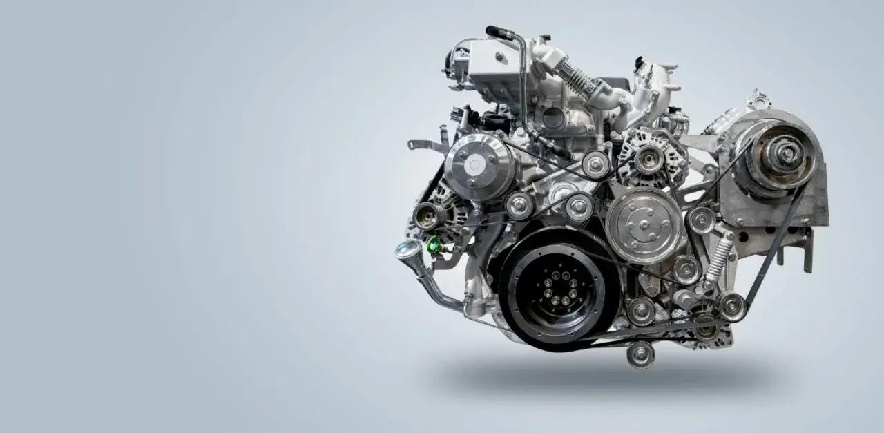 Złożony mechanizm napędowy, serce każdego pojazdu. Ten nowoczesny silnik diesla to przykład inżynierii i mocy.
