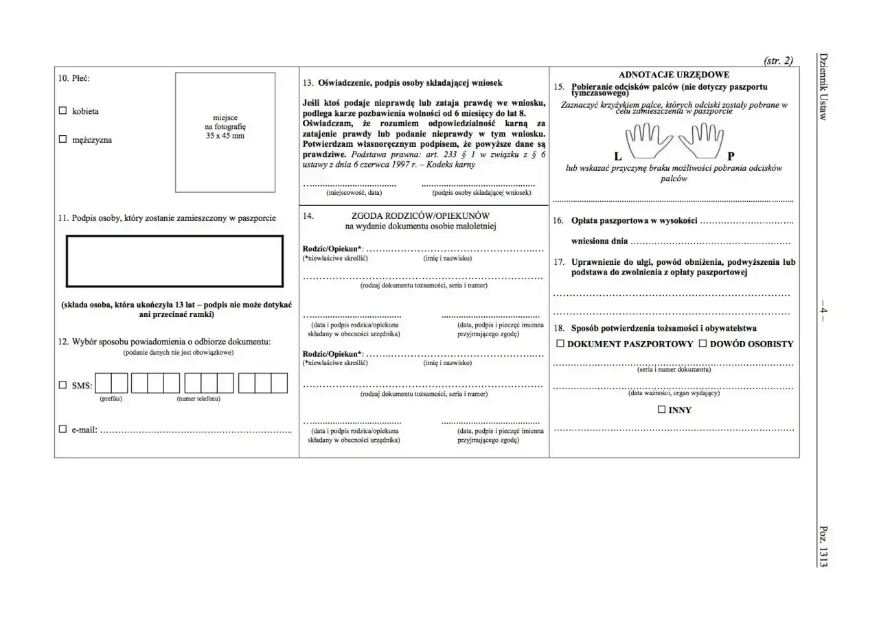 Formularz wniosku o rejestrację pojazdu pdf. Wypełnij dane osobowe, podpis, zgodę rodziców i wybierz sposób odbioru dokumentu.